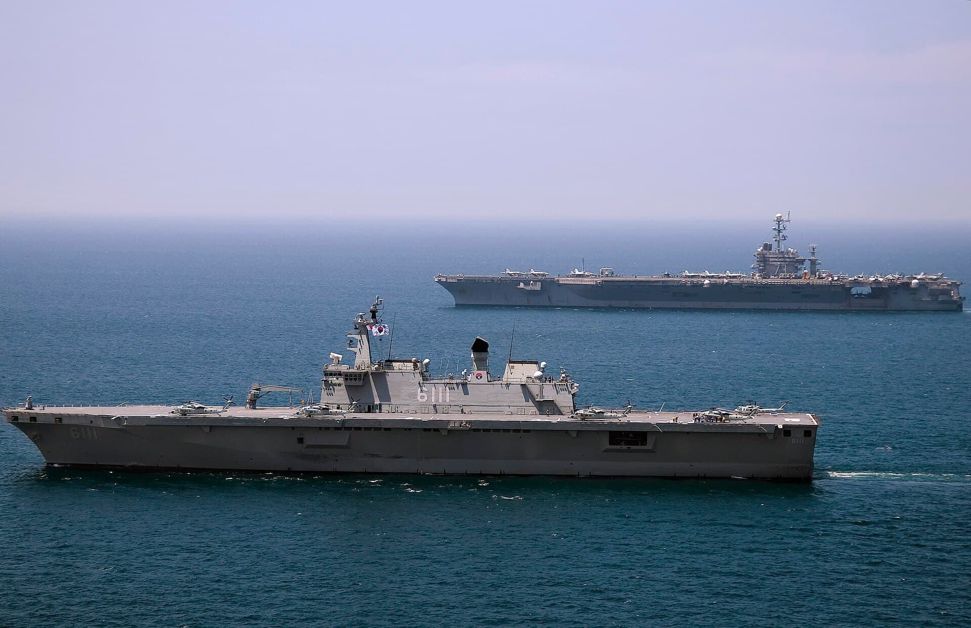 An amphibious ship underway at sea
